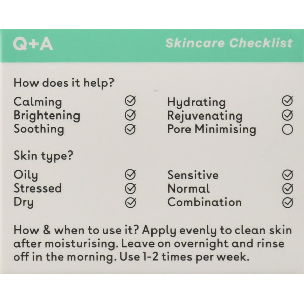 Успокаивающая ночная маска с центеллой, Q+A, Cica, Calming, OverNight Mask, 50g