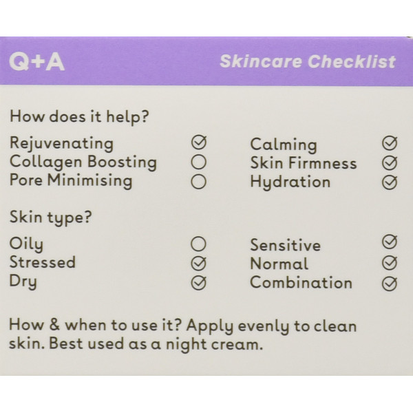 Ночной восстанавливающий крем с экстрактом ромашки Q+A, Chamomile, Calming, Night Cream, 50g