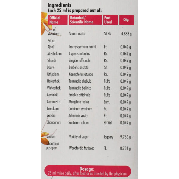 Ашокаришта Asokarishtam, Nagarjuna 450ml при нерегулярной и болезненной менструации