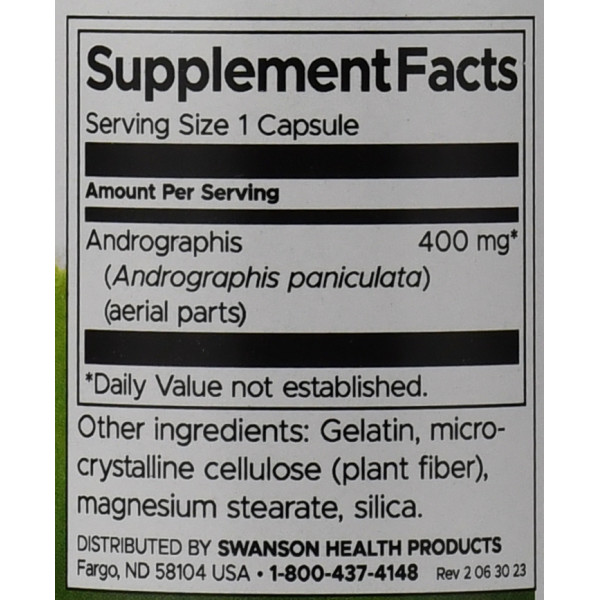 Андрографис Full Spectrum Andrographis Paniculata 400 mg 60 капсул - підтримка організму в сезон застуд