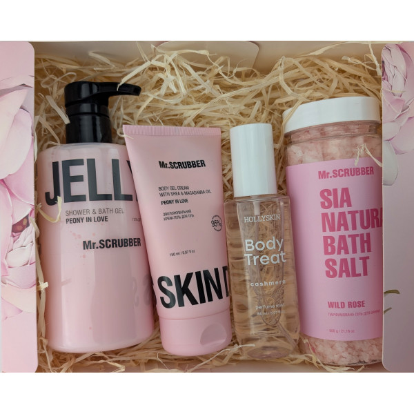 Подарочный набор для тела Peony & Wild Rose SPA Care Mr.Scrubber, Подарок ко дню влюбленных 