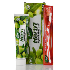 Зубная паста Хербал с оливой , Dabur Herb’l Olive , 150 г + зубная щетка