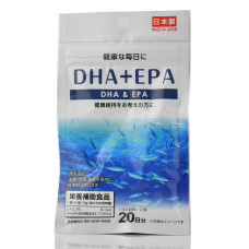 Кислоти і жири, Омега - 3  DHA + EPA, Daiso  Япония 40кап- 20 дней для мозга, сердца, улучшает состояние кожи