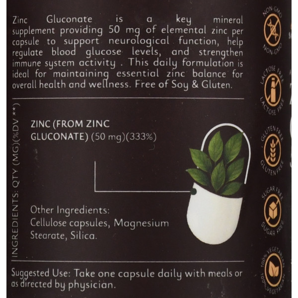 Цинк 50мг Глюконат Zinc Gluconate Biotrex 50 мг  60 veg.capsules