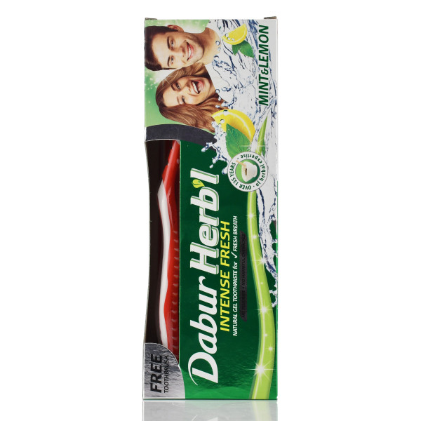 Зубная паста Мята + лимон, травяная, с зубной щеткой  , Dabur Herb’l Mint & lemon , 150 г