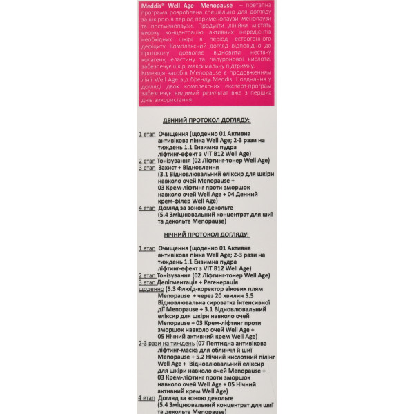 Восстанавливающий эликсир для кожи вокруг глаз при менопаузе, Well Age Menopause 3.1, Meddis 30ml - отеки, темные круги, морщинки
