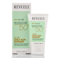 Солнцезащитный крем для лица с алоэ вера, SPF50 UVB+UVA, Aloe Daily Sun Barrier, Revuele 50ml