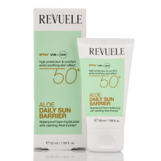 Солнцезащитный крем для лица с алоэ вера, SPF50 UVB+UVA, Aloe Daily Sun Barrier, Revuele 50ml