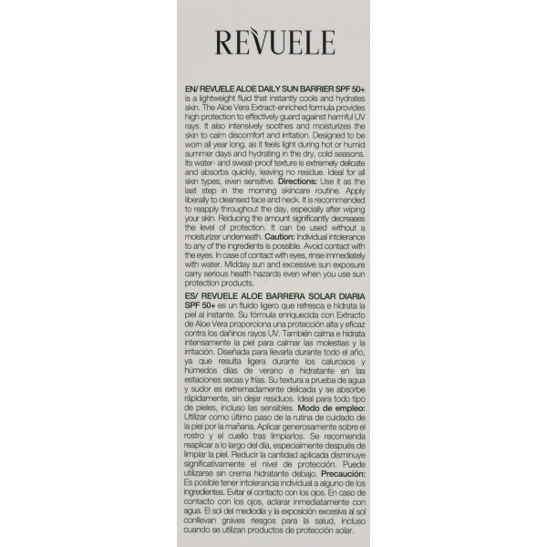 Солнцезащитный крем для лица с алоэ вера, SPF50 UVB+UVA, Aloe Daily Sun Barrier, Revuele 50ml
