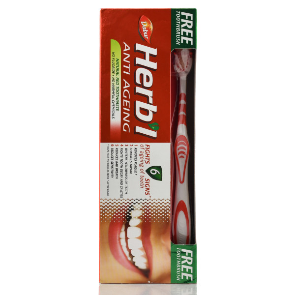 Зубна паста Хербал антивікова , Dabur Herb'l Anti Ageing , 150 г + зубна щітка