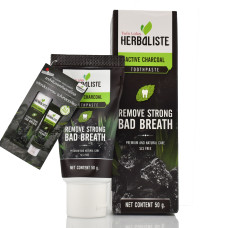 Зубная паста натуральная угольная, Herbaliste, Active Charcoal, Toothpaste, Remove Strong, Twin Lotus, 50g  нейтрализует пятна кофе, чая и никотина