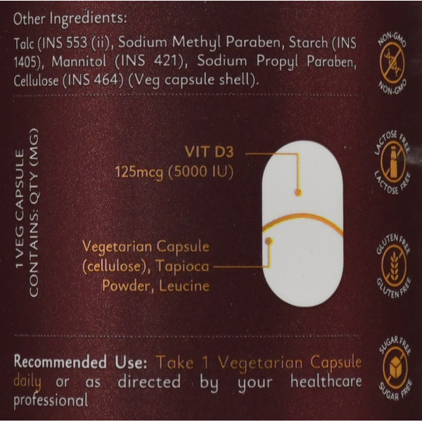 Vital Sun D3, Sacred Leaves. 60 veg.capsules Витамин Д3 5000 IU 