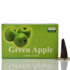 Ароматические конусы производство, Даршан, Darshan,  Green Apple, Зеленое яблуко, Индия, 10 шт в пачке