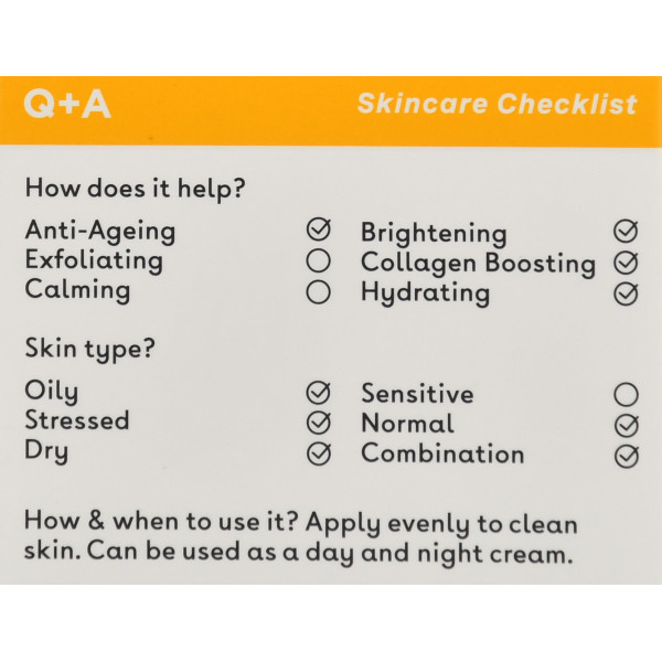 Осветляющий крем для лица с витамином C Vitamin C Radiance Face Cream Q+A 50g пигментация