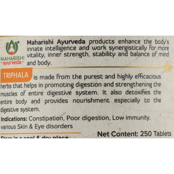 Трифала Maharishi Ayurveda 1000 мг, 250 таблеток - глубокое очищение организма и аюрведическое омоложение