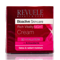 Нічний крем для обличчя з гіалуроновою кислотою, Rich Vitality Cream 3D Hyaluron, Revuele, 50 ml