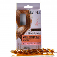 Ампули для активації росту волосся та збільшення об'єму, Active Concentrate, Ultra Volume, Biotin+, Revuele, 8*5 ml
