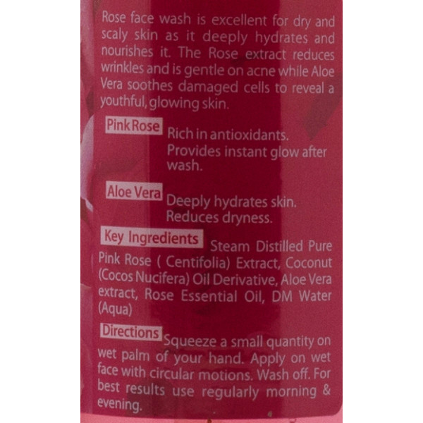 Средство для умывания  Роза с экстрактом алое вера, Insta Glow Pink Rose Fase wash with Aloe vera extract, Vaadi Herbals, Индия 250мл