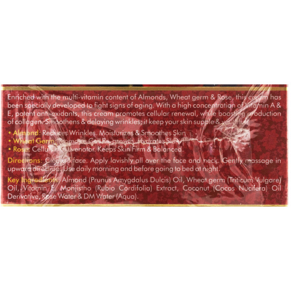 Антивозрастной крем с экстрактами миндаля, пшеницы и розы /Vaadi Herbals / 150 г