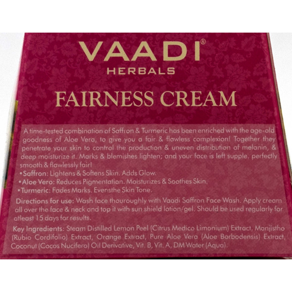 Осветляющий крем с Шафраном, Алоэ Вера и Куркумой Vaadi Herbals 30 г