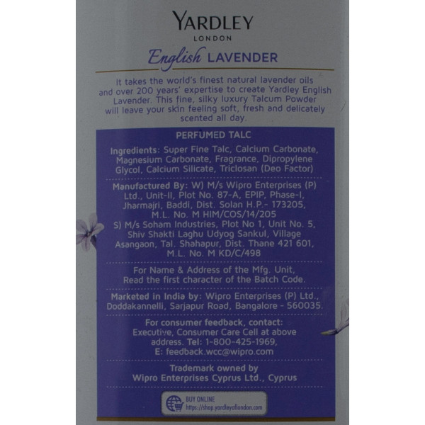 Парфюмированный тальк для тела "Английская лаванда", Yardley, 250 г