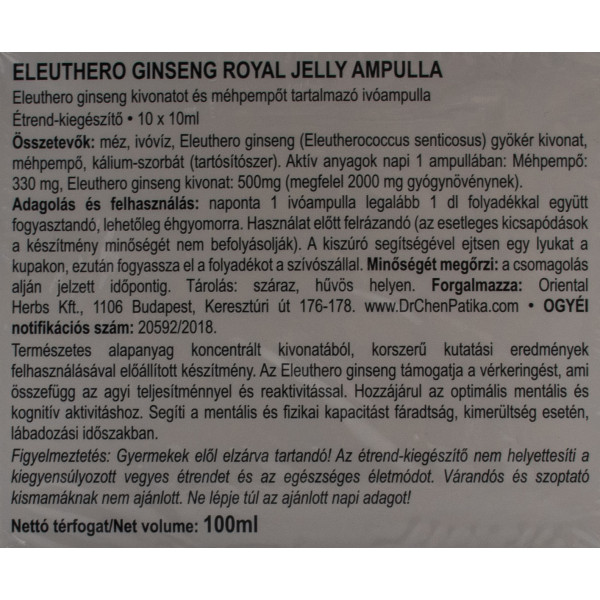 Женьшень+Элеутерокок питьевой Eleuthero Ginseng Royaljelly Dr.Chen 10*10 мл (100 ml)