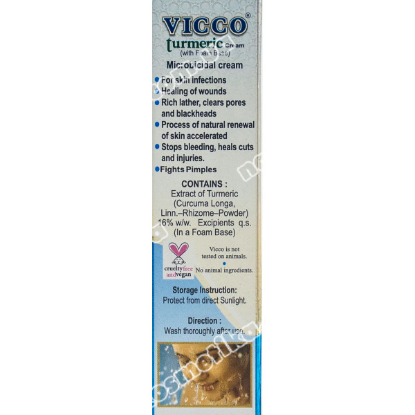 Vicco Turmeric Cream with Foam Base - Это средство для лица содержит куркуму, которая действительно хороша для лечения акне и кожных инфекций / 15 г.
