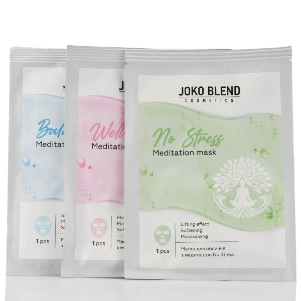 Набір тканинних масок для обличчя з медитаціями Breathe and Glow Meditation Joko Blend 3 маски