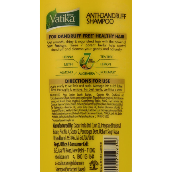 Аюрведический шампунь от перхоти Dabur Vatika Naturals Anti-Dandruff Shampoo 180 мл 
