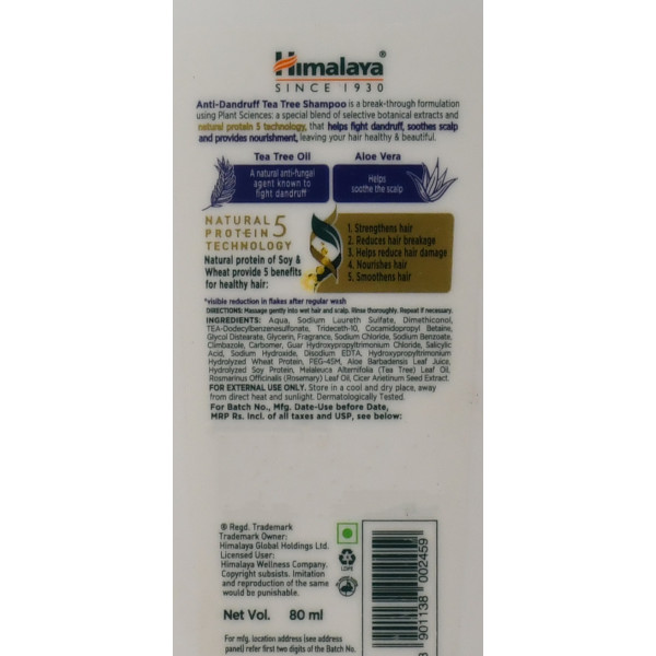 Шампунь от перхоти с чайным деревом Himalaya Anti-Dandruff Tea Tree Shampoo 80 мл
