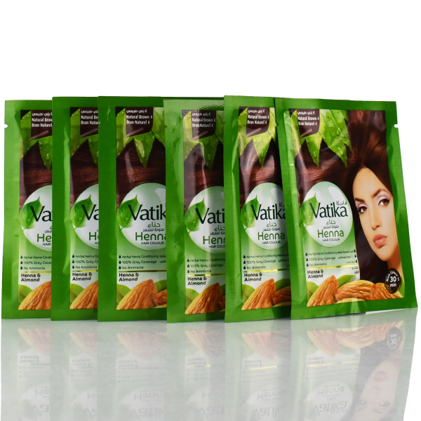 Краска на основе хны, коричневая 4,0 / Vatika Hair Colour Powder / 60 г (6 пакетиков по 10 г)