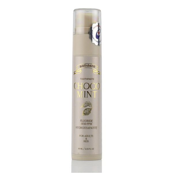 Зубная паста шоколад мята с фтором для взрослых и детей Solident Choco Mint Toothpaste With Fluoride 1450 ppm 60 ml + подарок