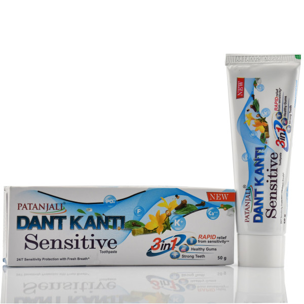 Зубная паста Сенситив для чуствительных зубов, Dant Kanti, Sensitive 3 in 1, Patanjali 50g 