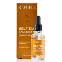 Капли для автозагара лица от легкого до среднего, Face Drops, Self Tan, Light to medium, Revuele, 30 ml