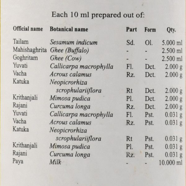Юватяді таїл , Yuvatyadi tailam, Arya Vaidya Sala