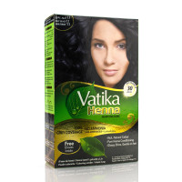 Фарба на основі хни, чорна 1,1 , Vatika Hair Colour Powder , 60 г (6 пакетиків по 10 г)