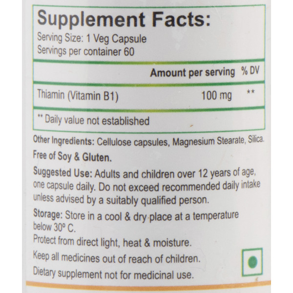Тиамин Витамин В1 Thiamin 100mg Biotrex 60 veg.capsules 