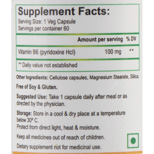 Вітамін В6 100 мг Vitamin B6 Biotrex 60 veg.capsules