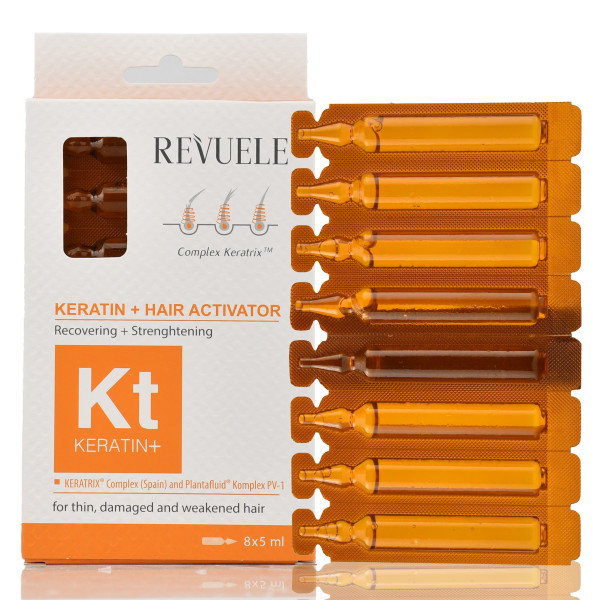 Ампули для зміцнення та росту волосся, Keratin+Hair Activator, Revuele, 8*5 ml