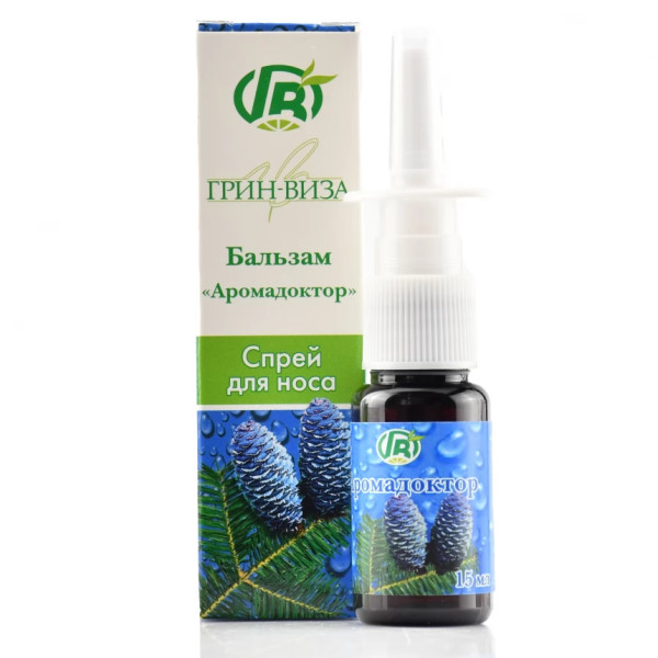 Назальный спрей Аромадоктор противовирусный, ринит, синусит, насморк, Green Visa, 15 ml