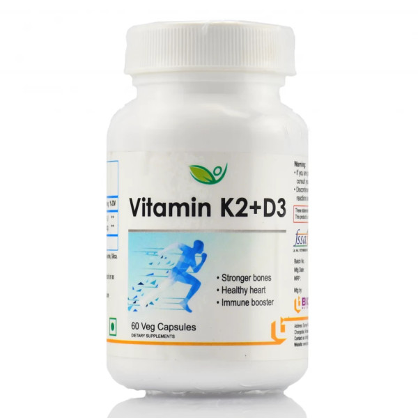 Аюрведические витамины Vitamin K2 + D3 Biotrex 60 capsules  остеопороз, сердце, здоровые кости, зубы