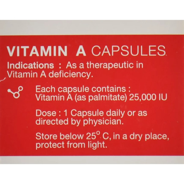 Витамин А в капсулах, Vitamin A 25,000 IU  Capsules Patar.Lab 100 cap упаковка в стекле 