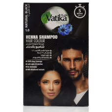 Тонирующий шампунь на основе хны, черный цвет, Henna Shampoo Natural Black, Vatika, 20ml 