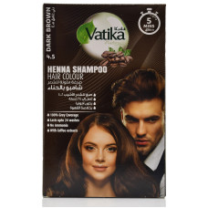 Тонирующий шампунь Темно-коричневый  Vatika Henna Shampoo Dark Brown 20ml на основе хны