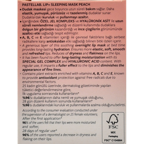 Ночная маска для губ, Lip Sleeping Mask Peach, Pastel, 10 г