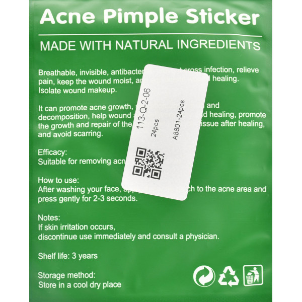 Патчи против акне, Пластырь против акне, Acne Pimple Sticker, 24 шт