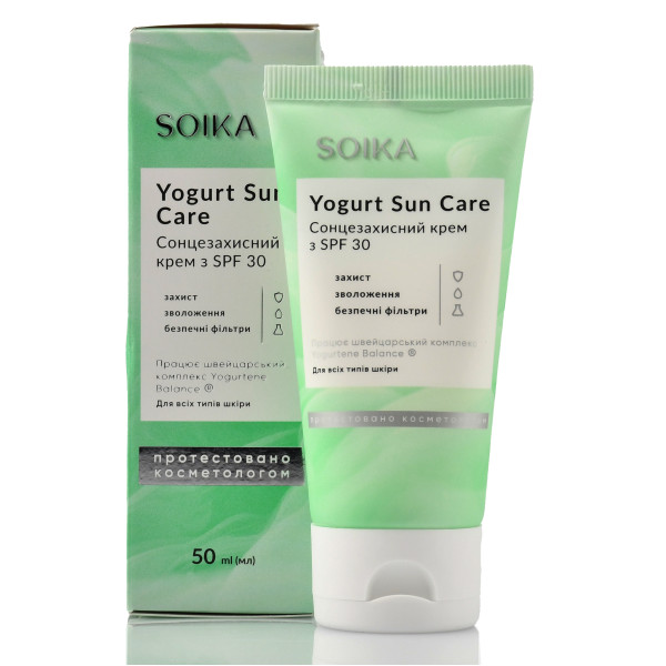 Солнцезащитный крем с пребиотическим комплексом SPF 30, Yogurt Sun Care, Soika, 50 ml