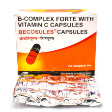 Becosules комплекс витаминов группы B (B1, B2, B3, B5, B6, B7, B9, B12)+Vitamin C / 20capsules.