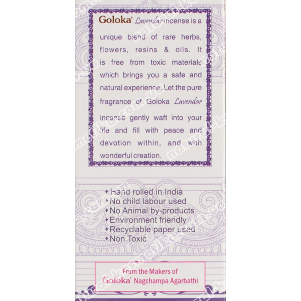 Аромапалочки пыльцовые Лаванда, Голока / Lavender Goloka Incense / 15 г