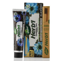 Зубна паста Чорний кмин, трав'яна, із зубною щіткою , Dabur Herb'l Black Seed , 150 г